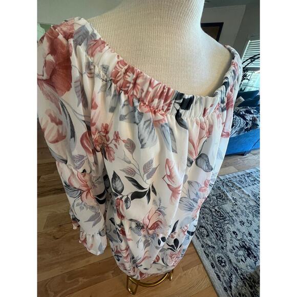 INDULGE FLORAL OFF SHOULDER BLOUSEN LINED PLUS SIZE WOMENS 3X - Picture 5 of 8